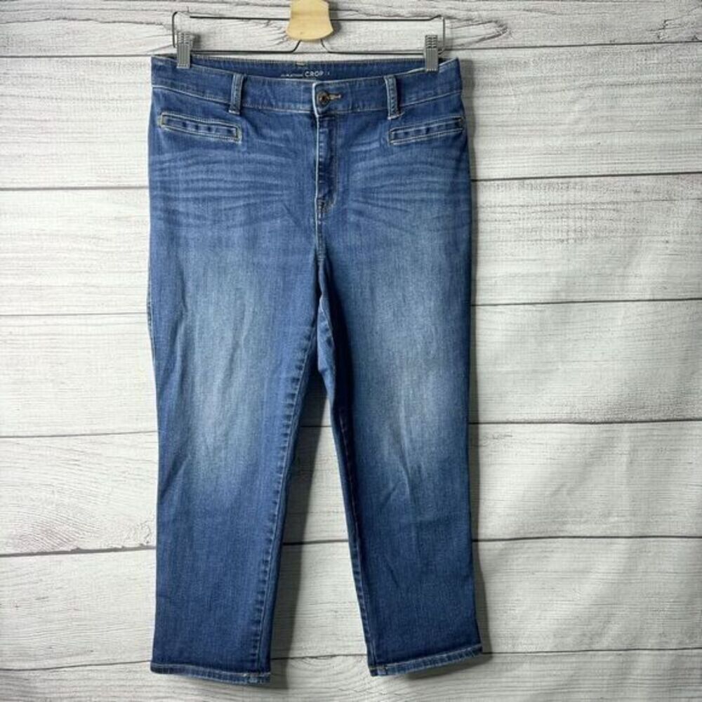 Chico's Jeans Platinum Crop High Rise Cotton Blend Blue Women's size 1‎